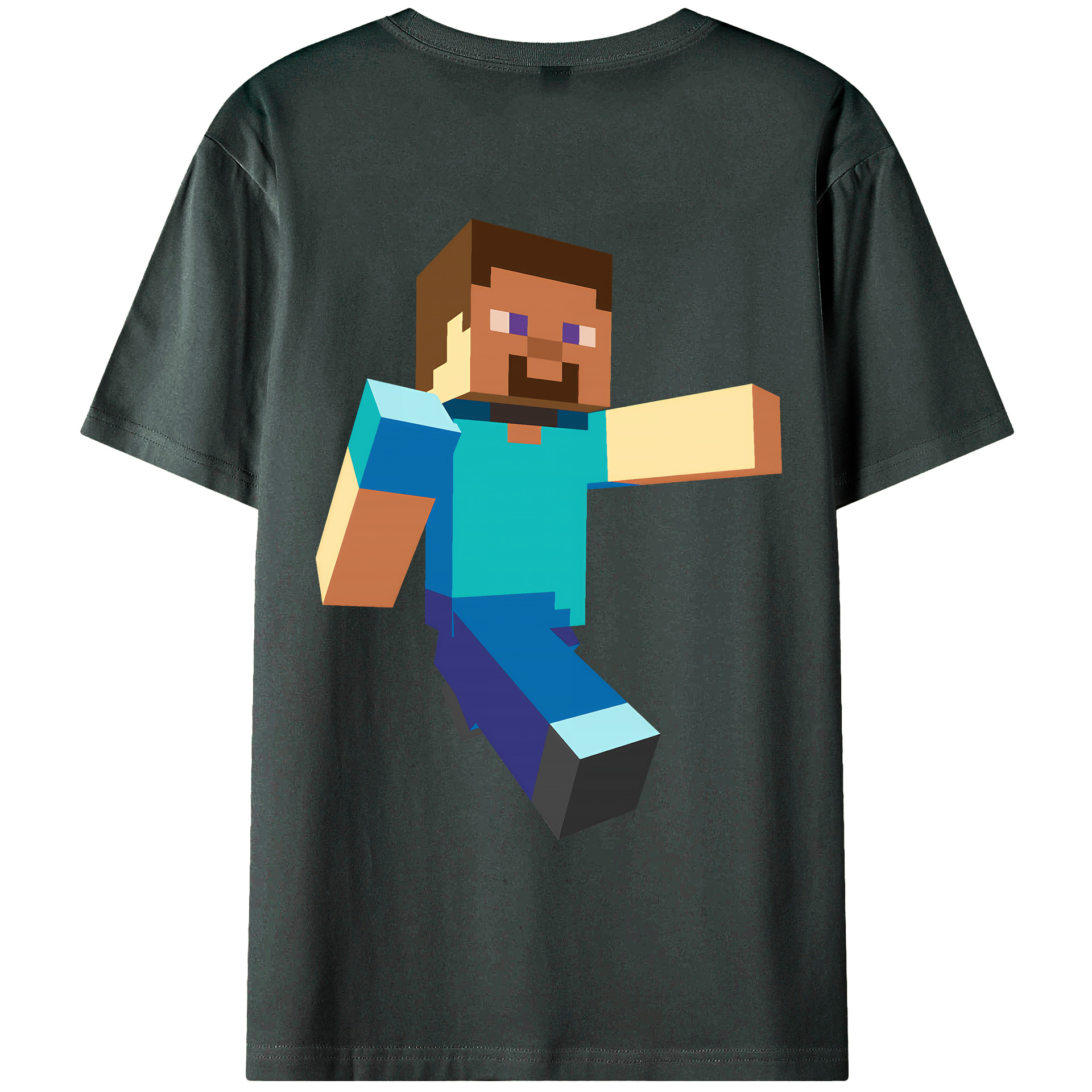 （画像用） マインクラフト ブロックの世界 Minecraft MC Block world 綿100％ メンズ半袖Tシャツ（バックプリント） 通気性